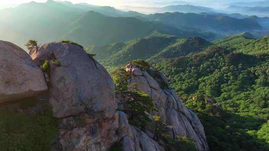 航拍辽宁鞍山千山日出大美风景山峰