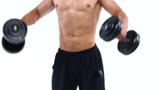 使用哑铃健身的肌肉男性健康的男子视频素材模板下载