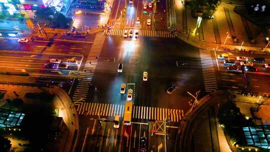 杭州城市十字路口夜景车流视频素材视频素材模板下载