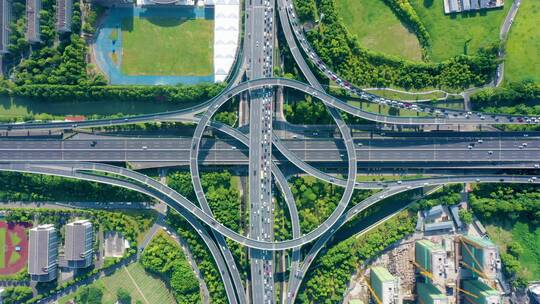 【4K】高空航拍城市高架堵车