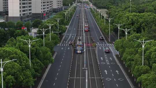 有轨电车成为都市靓丽风景（航拍素材）