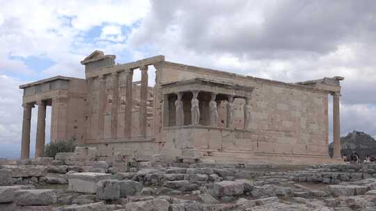 希腊帕特农神庙建筑及石雕古迹视频素材模板下载