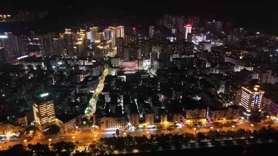 福建三明新城城市夜景灯光航拍