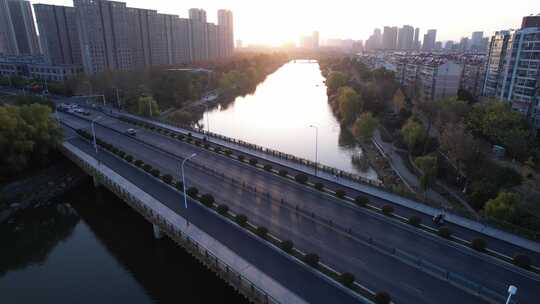 南京江宁秦淮河外港河航拍