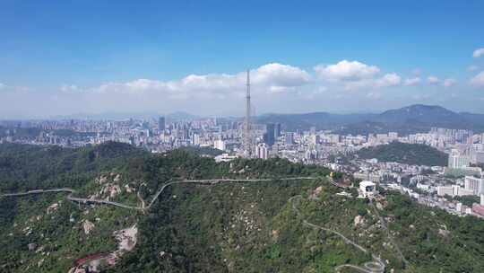 广东珠海城市大景蓝天白云天际线航拍