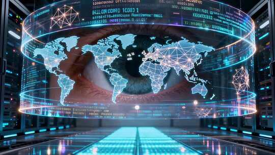 科技感世界地图数据展示画面
