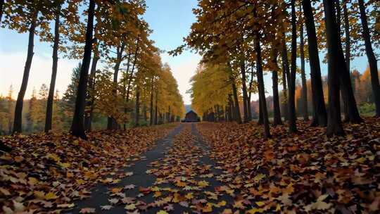 秋日林间铺满落叶的小路
