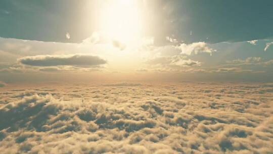 云层上方飞行的反向视频