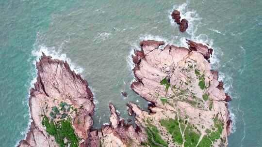 福建霞浦海浪拍打海岸风景航拍