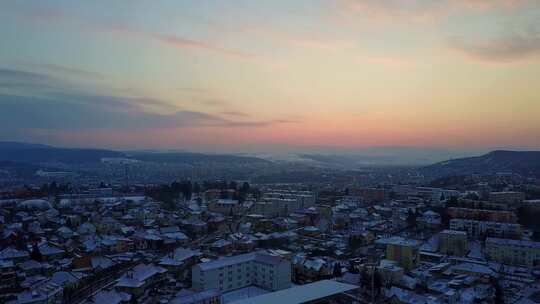 罗马尼亚布拉索夫城市雪景