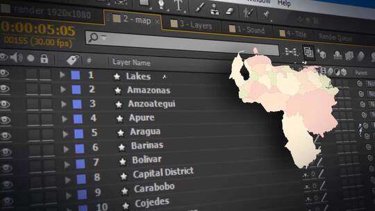 委内瑞拉玻利瓦尔共和国地图工具包AE模板