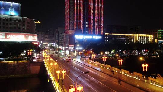 城市航拍夜景桥梁交通