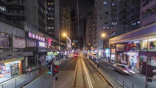 香港有轨电车第一视角延时拍摄车流