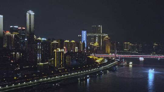 高清航拍城市夜景城市建筑