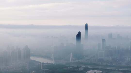 中国武汉两江四岸城市地标风光