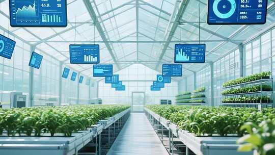 现代化温室大棚蔬菜种植监控画面