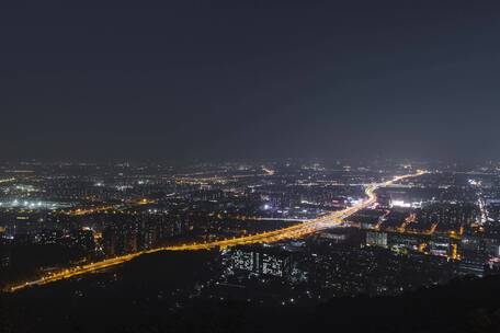 杭州城市半山夜景车轨延时