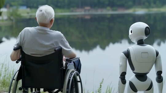 智慧养老机器人照顾老人4K