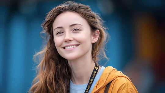 自信女孩阳光笑容迎接美好一天