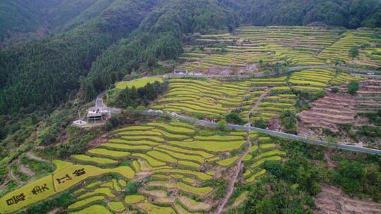 江西婺源江岭秋季梯田航拍风光