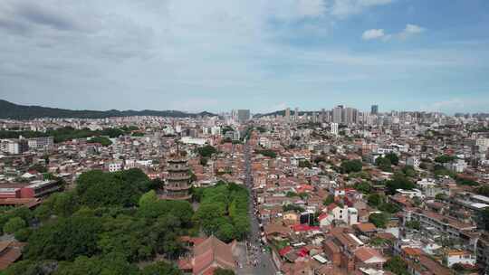 福建泉州古西街钟楼开元寺航拍