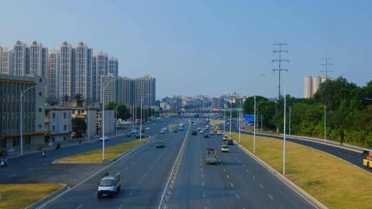 广西南宁邕武路车流道路街道街景