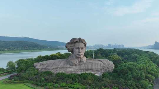 长沙橘子洲头航拍湘江橘子洲景区长沙地标