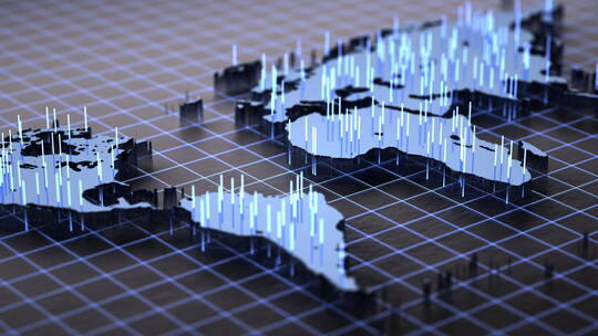 全球各大洲数据统计网格背景实时动态视频
