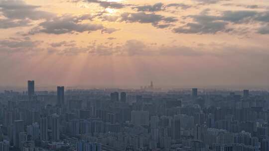 城市西安黄昏延时