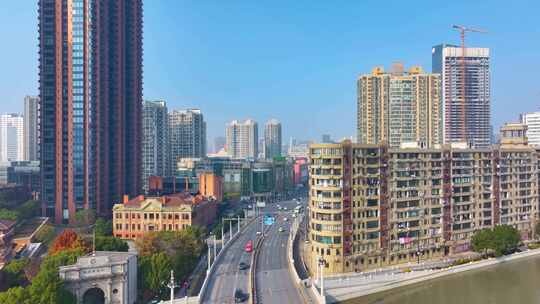 上海黄浦区河南中路航拍风景街道街景街头城视频素材模板下载