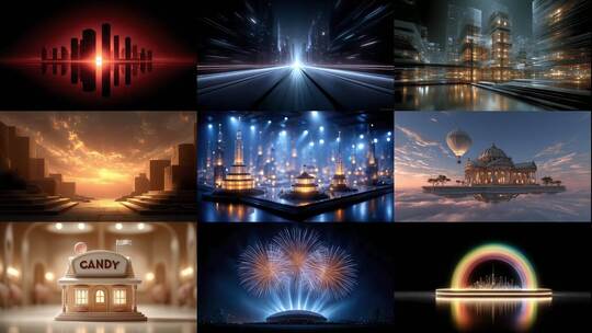 奇幻建筑光影盛宴未来城市创意无限高清在线视频素材下载