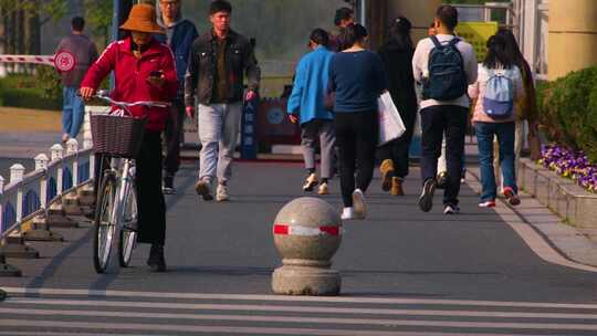 城市马路汽车车辆行驶车流斑马线人行道行人