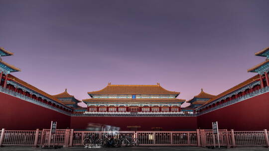 北京紫禁城午门夜景延时视频
