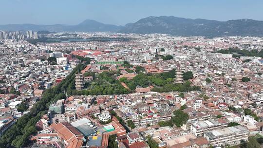 泉州开元寺航拍鲤城区大景泉州东西塔风景