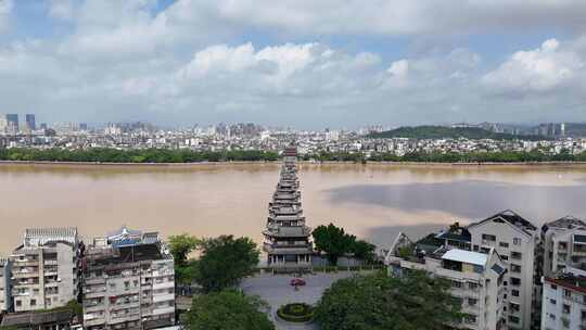 广东潮州广济桥历史文化古建筑航拍