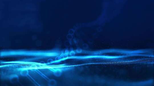 蓝色科技波浪背景下的DNA