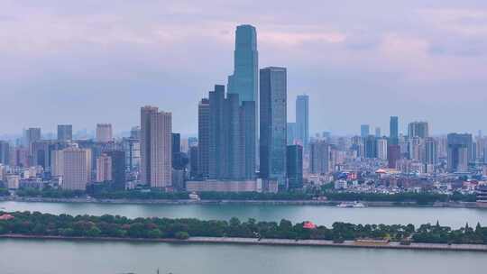 湖南长沙湘江橘子洲风景区航拍岳麓区城市风