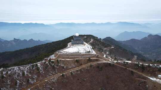 杭州临安大明山牵牛岗气象雷达站冬天航拍