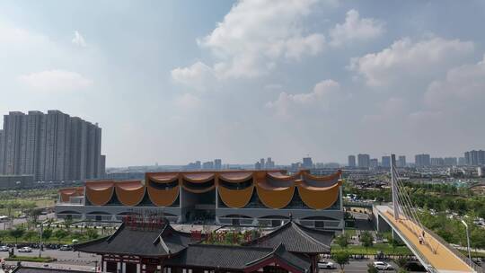 洛阳古建筑瀍壑朱樱塔航拍大运河博物馆地标