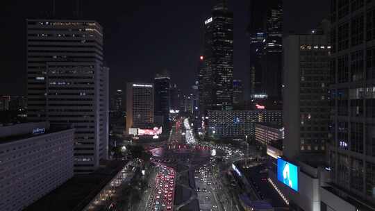 印尼雅加达市中心CDB摩天大楼繁华夜景