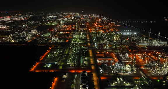 化工区厂房 夜景 航拍 2