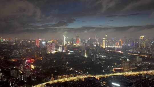 上海梅雨季 天空航拍  夜景延时