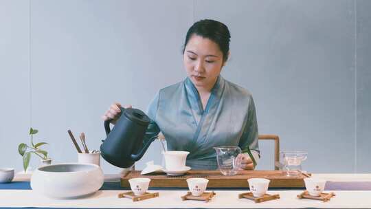 4K茶艺师泡茶喝茶