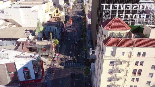 航拍好莱坞大道和罗斯福酒店视频素材模板下载
