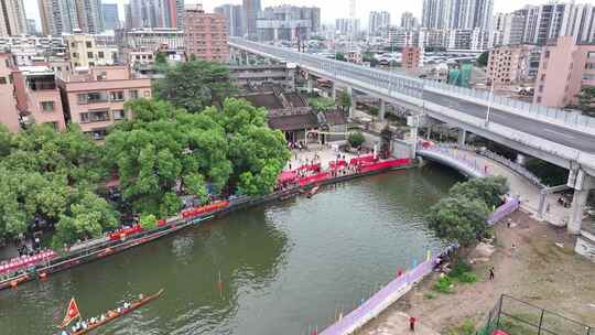 中国佛山市南海区漖表李氏宗祠龙舟景