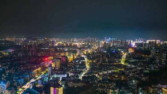 四川自贡夜景大景航拍延时