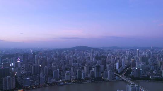 环绕航拍广州城市天空夕阳晚霞彩云