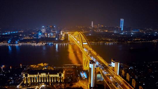 卢浦大桥夜景航拍