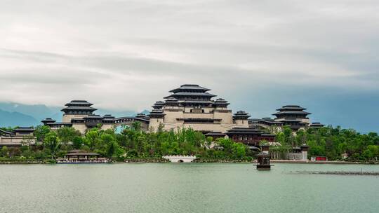 汉中兴汉胜境古代汉朝皇宫中式建筑延时4k