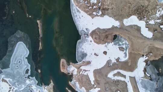 冬季河流俯拍冰冻 宣传片素材